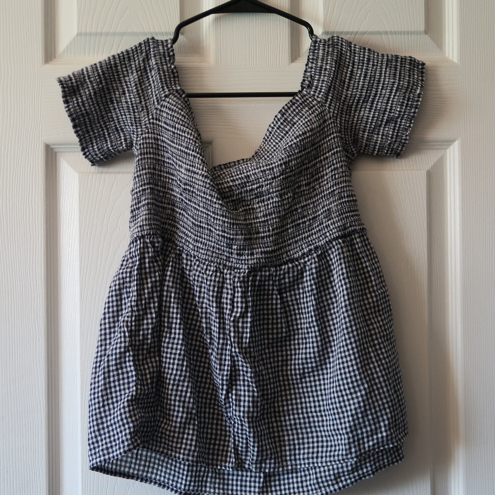 Gingham Off the Shoulder Shirt